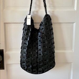 NWT Anthropologie pieced woven leather shoulder bag on black